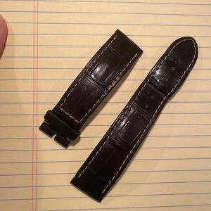 Longines watch strap brown alligator type with whipstitch 19 leather